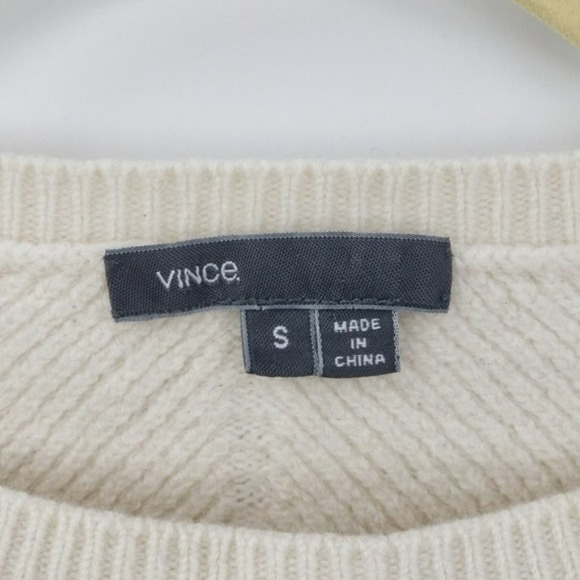 VINCE Ivory Cashmere Over Sized Rib Knit Slit Side Pullover Sweater Size Small - Picture 6 of 8